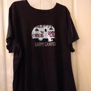 LIFE IS GOOD T-shirt Women, Black, XXXL "Happy Camper"
